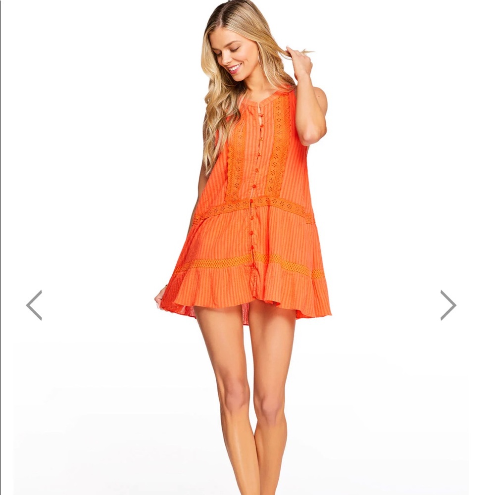 Jessica Simpson Button Front Swing Dress Mandarin Cover Up mandarin